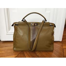 Fendi-FENDI  Handbags T.  leather-Khaki