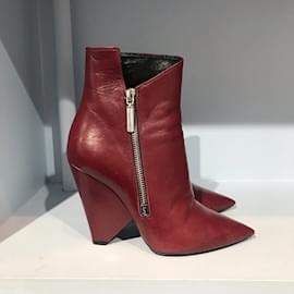 Saint Laurent-SAINT LAURENT Bottines T.UE 36.5 Cuir-Rouge