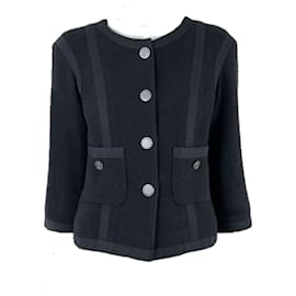 Chanel-Paris / Singapore Black Tweed Jacket-Black