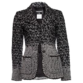 Chanel-Chanel 2011 Runway Black Grey Wool Jacket FR 42 Gripoix buttons-Black,Grey