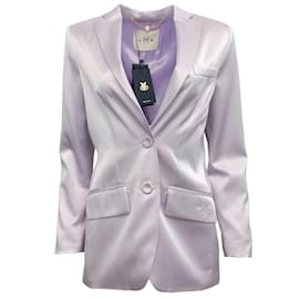 DMN-DMN Lilac Silk Blazer with Embroidered Crest-Purple