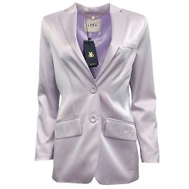 DMN Blazer de seda lilás com crista bordada Roxo