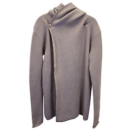 Rick Owens gerippter Kapuzen-Cardigan aus grauem Polyamid Grau
