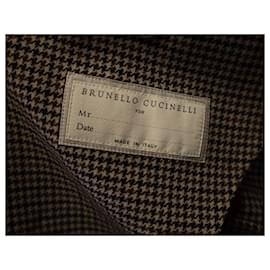 Brunello Cucinelli-Brunello Cucinelli Hahnentritt-Blazer aus braunem Kaschmir-Andere