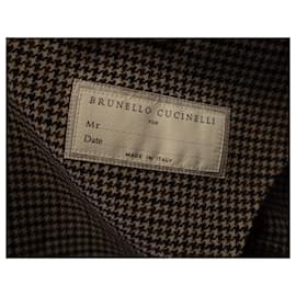 Brunello Cucinelli-Brunello Cucinelli Blazer Houndstooth em Caxemira Marrom-Outro