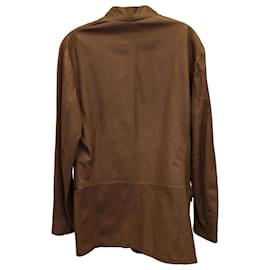 Bottega Veneta-Bottega Veneta Zipped Jacket in Dark Brown Leather-Brown