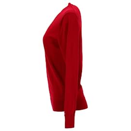 Tommy Hilfiger-Suéter masculino luxuoso de lã com gola redonda-Vermelho