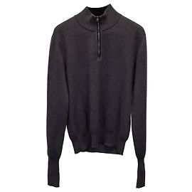 Suéter Tom Ford com zíper e gola simulada em lã cinza Cinza