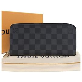 Louis Vuitton-Louis Vuitton Damier Graphite Vertical Zippy Wallet  Canvas Long Wallet N63095 in Excellent condition-Black