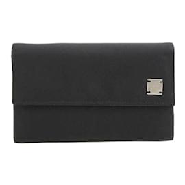 Fendi-Canvas Trifold Flap Wallet-Black