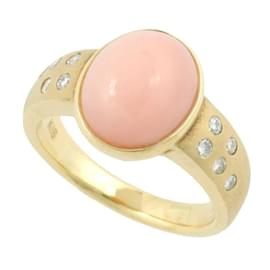 & Other Stories-18k Gold Coral & Diamond Ring-Golden