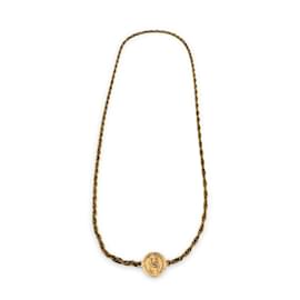 Chanel-vintage 1970Collier long médaillon en métal doré avec pièces de monnaie-Doré