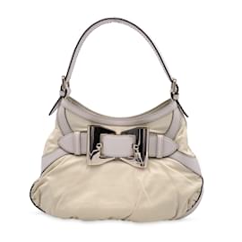 Gucci-White Leather Queen Hobo Shoulder Bag-White