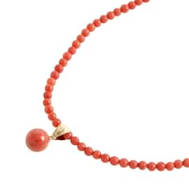 & Other Stories-18k Gold Coral Bead Necklace-Red