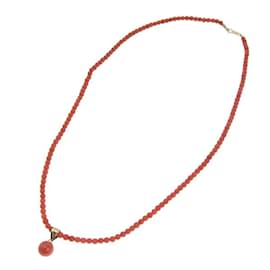 & Other Stories-18k Gold Coral Bead Necklace-Red