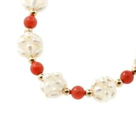 & Other Stories-18k Gold Coral & Pearl Bead Necklace-White
