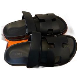Hermès Cyprus leather sandals black Black