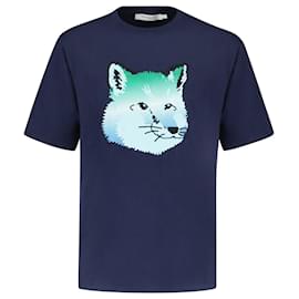 Autre Marque-Vibrant Fox Head T-Shirt – Maison Kitsuné – Blau – Baumwolle-Blau