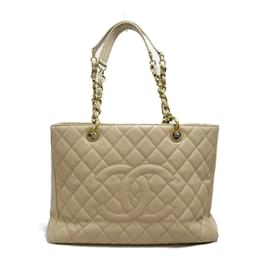 Chanel-Gran bolso de compras CC Caviar-Castaño