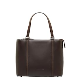 Burberry-Leather Square Handbag-Brown