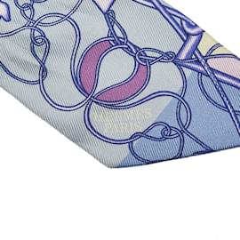 Hermès-Hermes Printed Twilly Silk Scarf  Canvas Scarf in Excellent condition-Purple