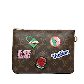 Louis Vuitton-Louis Vuitton Monogram City Pouch Patches Collection M63447 in Great Condition-Brown