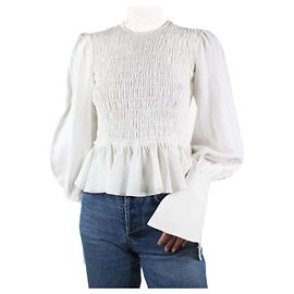 Khaite Camicetta peplo bianca arricciata con volant - taglia XS Bianco