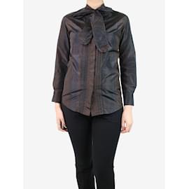 Saint Laurent-Chemise tartan en soie marron - taille UK 8-Marron