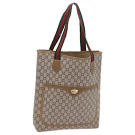 Gucci-GUCCI GG Plus Supreme Web Sherry Line Tote Bag Beige Red Green Auth ep2191-Red,Beige,Green