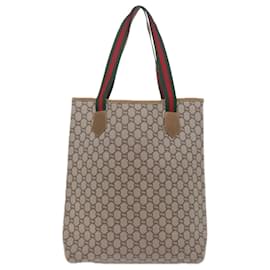 Gucci-GUCCI GG Plus Supreme Web Sherry Line Tote Bag Beige Red Green Auth ep2191-Red,Beige,Green