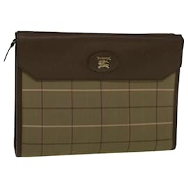 Autre Marque-Burberrys Nova Check Clutch Bag Canvas Beige Brown Auth 57315-Brown,Beige