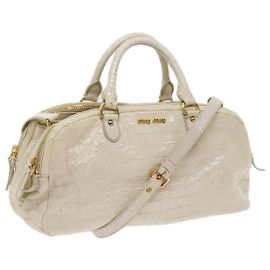 Miu Miu Sac à Main Cuir 2façon Beige Auth bs9244 Beige