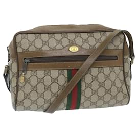 Gucci-GUCCI GG Supreme Web Sherry Line Shoulder Bag Beige Red 001 4071 5 Auth ep2202-Red,Beige