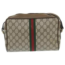 Gucci-Borsa a tracolla GUCCI GG Supreme Web Sherry Line Beige Rosso 001 4071 5 Auth ep2202-Rosso,Beige