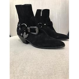 Saint Laurent-SAINT LAURENT  Ankle boots T.eu 39 Suede-Black