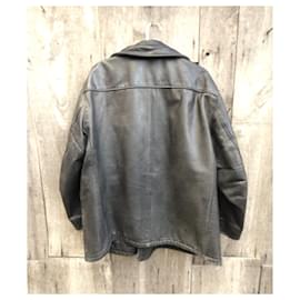 Schott-Schott leather peacoat size 58-Black