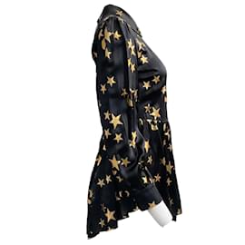 Gucci-Gucci-Bluse aus schwarzer Seide mit hellen Sternen-Schwarz