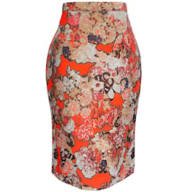 Jupe crayon jacquard multicolore orange Givenchy Orange