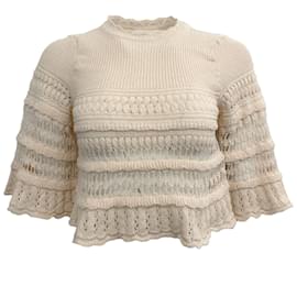 Isabel Marant Etoile-Isabel Marant Étoile Ecru Crochet Frizy Sweater-Cream
