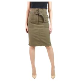 Vanessa Bruno-Green belted denim skirt - size UK 10-Green
