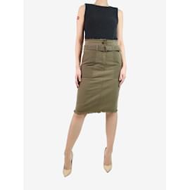 Vanessa Bruno-Green belted denim skirt - size UK 10-Green