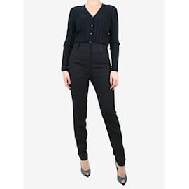 Saint Laurent-Black slim-fit wool trousers - size UK 10-Black