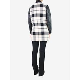 Sandro-Cream and black checkered wool-blend coat - size UK 8-Cream