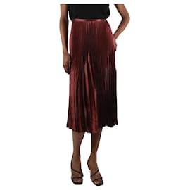 Vince-Burgundy pleated satin skirt - size US 2-Dark red