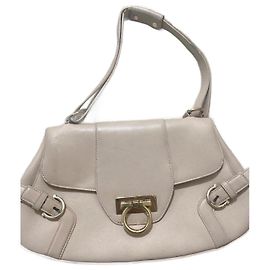 Salvatore Ferragamo Leather Shoulder Bag Beige Beige