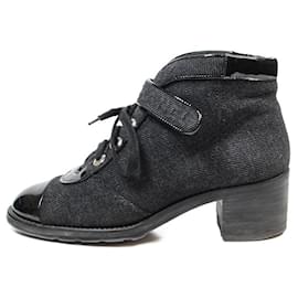 Chanel-botas de tornozelo-Cinza antracite