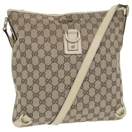 Gucci-GUCCI GG Canvas Umhängetasche Beige Weiß 13126 Auth 58612-Weiß,Beige