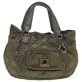 Christian Dior-Christian Dior Canage Hand Bag Nylon Gray Auth bs9378-Brown