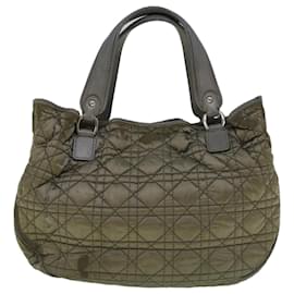 Christian Dior-Christian Dior Canage Hand Bag Nylon Gray Auth bs9378-Brown