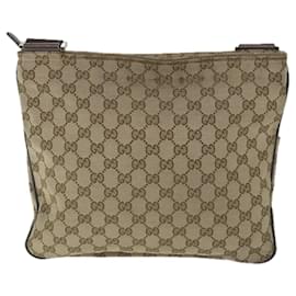 Gucci-GUCCI GG Canvas Shoulder Bag Beige Brown 256100 Auth bs9239-Brown,Beige